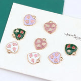 50pcs/Lot Enamel Alloy Heart Pendant Charms DIY Jewelry Findings