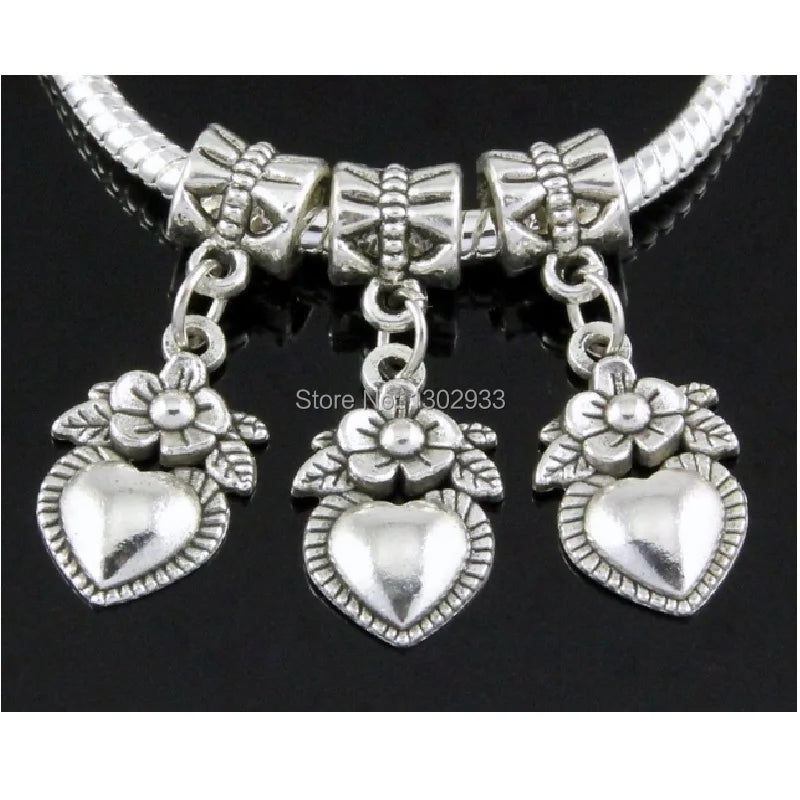 50pcs/Lot Mix Butterfly Heart Owl Vintage Dangle Charms DIY Findings