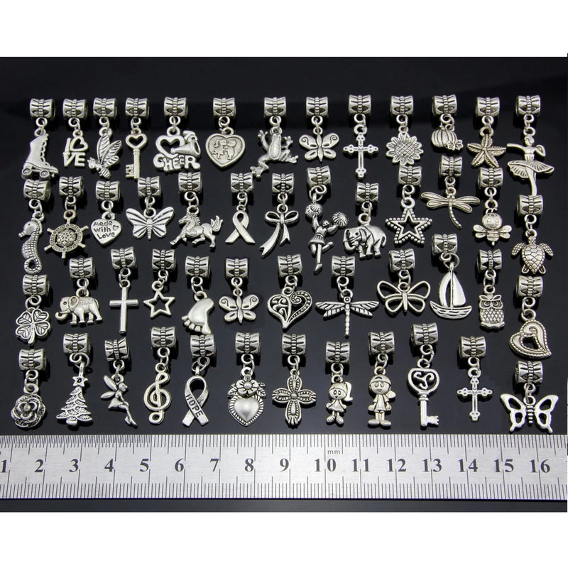 50pcs/Lot Mix Butterfly Heart Owl Vintage Dangle Charms DIY Findings