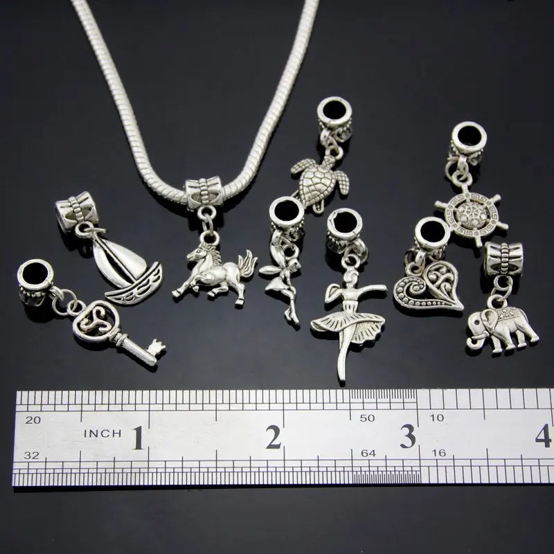 50pcs/Lot Mix Butterfly Heart Owl Vintage Dangle Charms DIY Findings