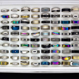 50pcs Stainless steel Rings Mix Style Wedding Party Gift