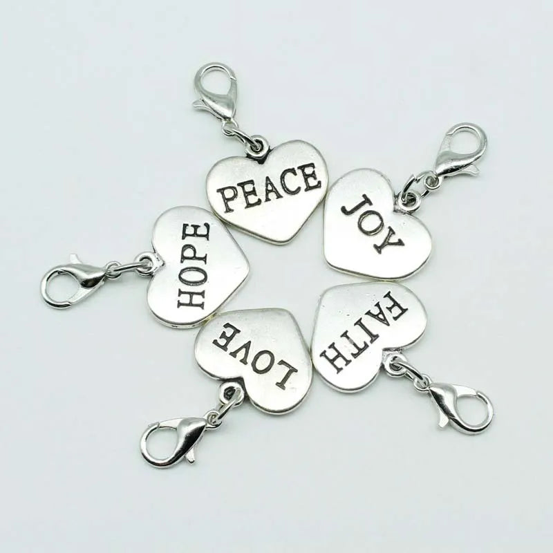 50pcs Mix Faith Love Hope Peace Joy Charms DIY Bracelet Jewelry Accessory