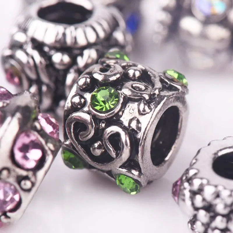 50pcs Mix Metal Spacer Beads for European Bracelet Berloque Women Accessories
