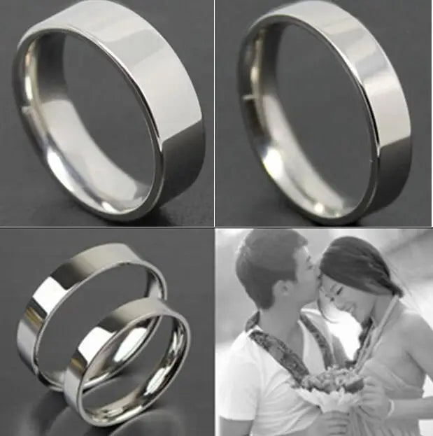 50pcs Mix 4mm 6mm Stainless Steel Wedding Band Rings