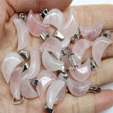 50pcs Natural Stone Moon Pendant Aventurine Red Agates for DIY Necklace