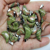 50pcs Natural Stone Moon Pendant Aventurine Red Agates for DIY Necklace