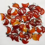 50pcs Natural Stone Moon Pendant Aventurine Red Agates for DIY Necklace