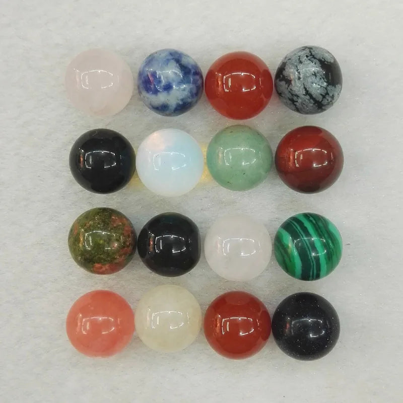 50pcs 10mm Natural Stone Ball Beads, No Hole Bead Mixed Stones