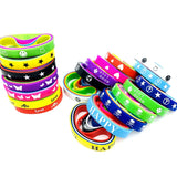 50pcs Silicone Bracelets Mix Patterns Wristbands Colorful Jewelry For Men Womens