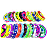 50pcs Silicone Bracelets Mix Patterns Wristbands Colorful Jewelry For Men Womens