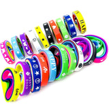 50pcs Silicone Bracelets Mix Patterns Wristbands Colorful Jewelry For Men Womens