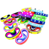 50pcs Silicone Bracelets Mix Patterns Wristbands Colorful Jewelry For Men Womens