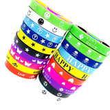 50pcs Silicone Bracelets Mix Patterns Wristbands Colorful Jewelry For Men Womens