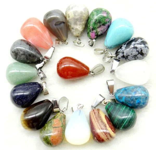 50pcs Agate Water Drop Pendants for Necklaces
