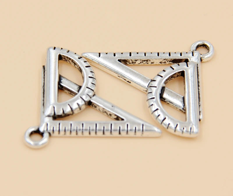 50pcs Tibetan Silver Ruler Charms Pendants 17x24mm