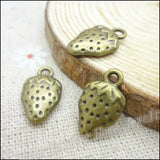50pcs Vintage Charms Strawberry Pendant Bracelets Necklace DIY Jewelry Making