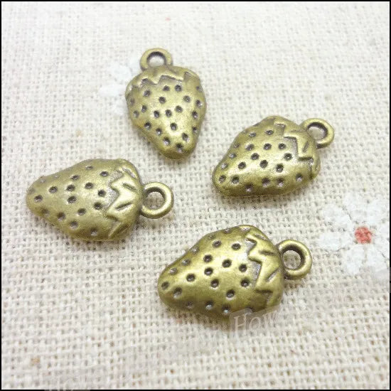 50pcs Vintage Charms Strawberry Pendant Bracelets Necklace DIY Jewelry Making