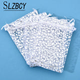 50pcs Organza Bags Star Wedding Strap Drawstring Candy Pouches Jewelry Packaging