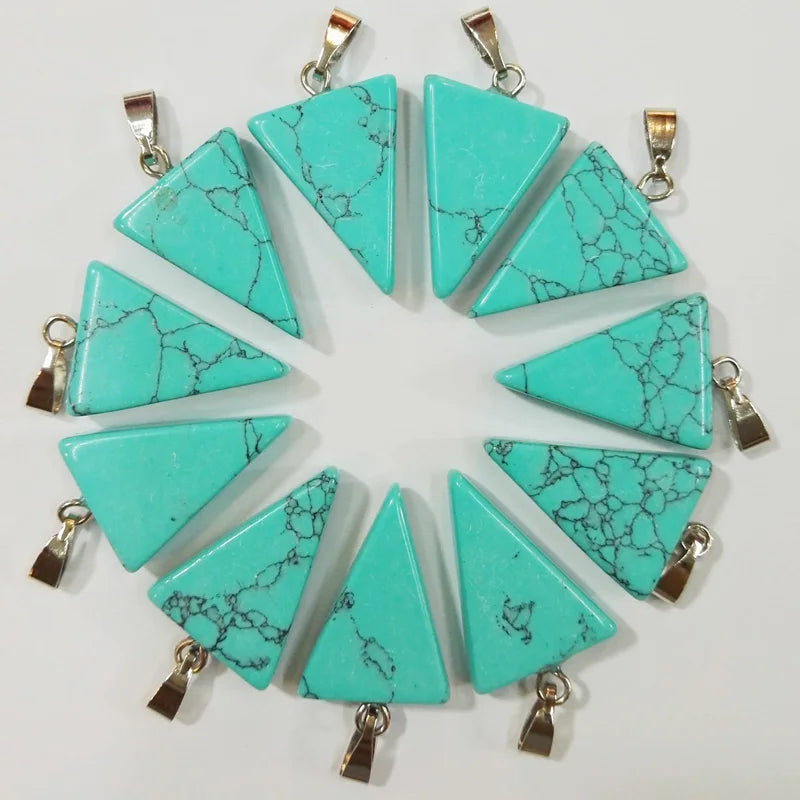 50pcs Calaite Stone Triangle Pendants for Necklace Making