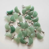 50pcs Green Aventurine Moon Charms Stone Pendants for DIY Jewelry Making
