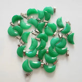 50pcs Malaysian Jade Crescent Moon Charms - DIY Jewelry Making
