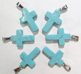 50pcs Epidote Stone Cross Pendant for Women Jewelry Making Charm Necklace