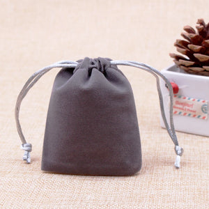 50pcs/lot 10x12cm Gray Velvet Bag Drawstring Pouch Jewelry Gift Bag Wedding