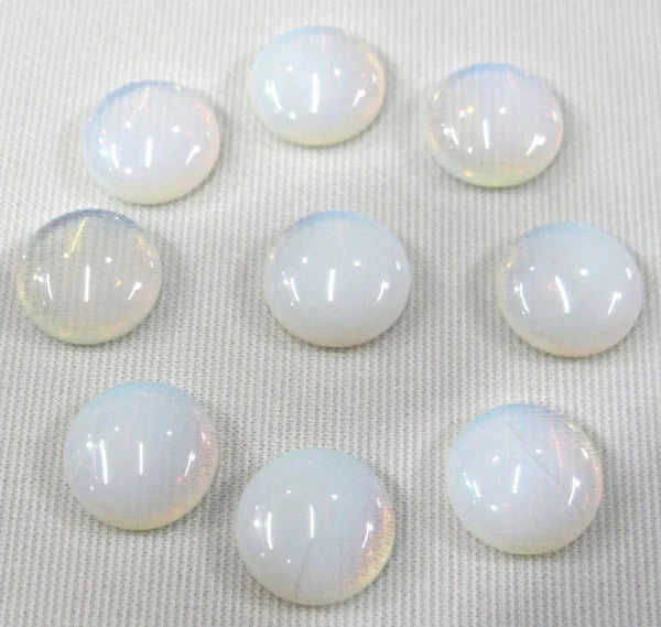 50pcs 16mm Natural Opal Stone Flat Back Cabochons No Hole Beads