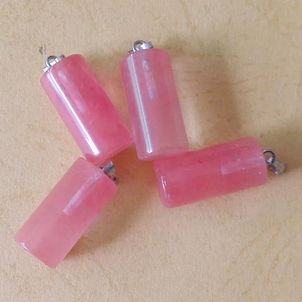 50pcs Cherry Quartz Cylinder Pendants for Jewelry Making