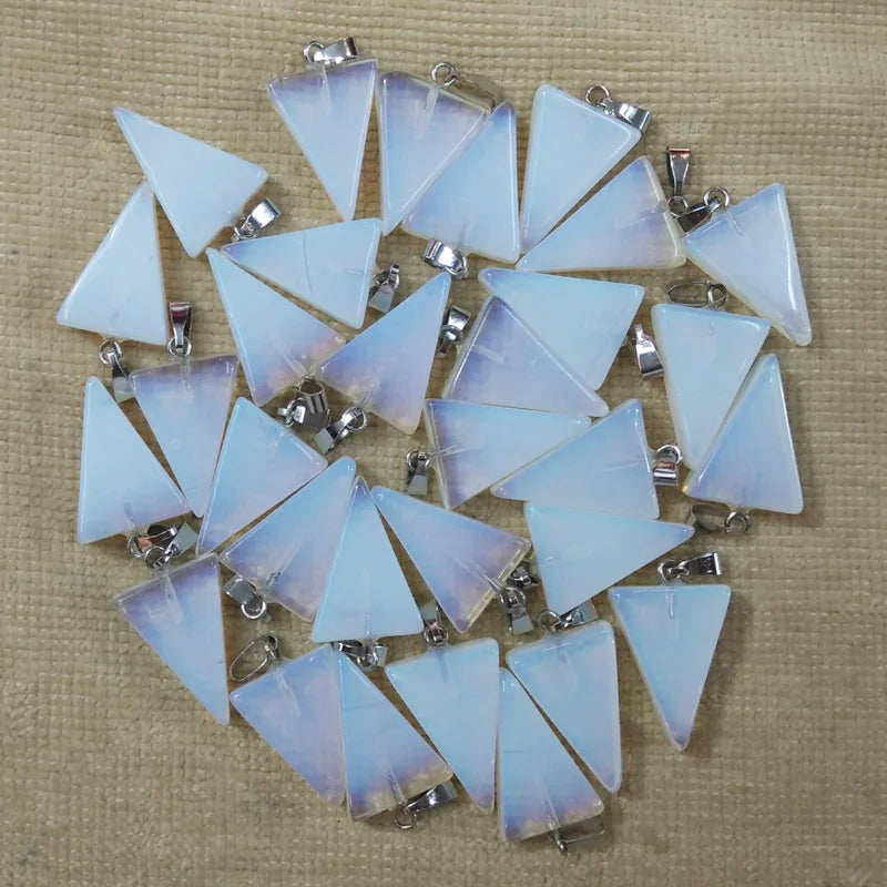 50pcs Opal Stone Triangle Shape Charms Pendants for Necklace Making