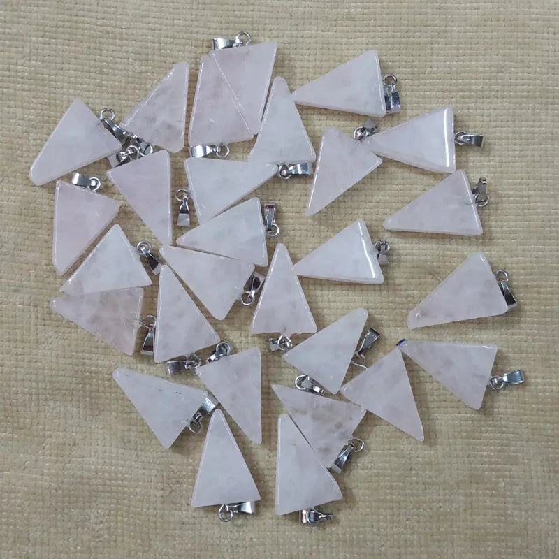 50pcs Natural Stone Triangle Charms Pendants for Necklace Making
