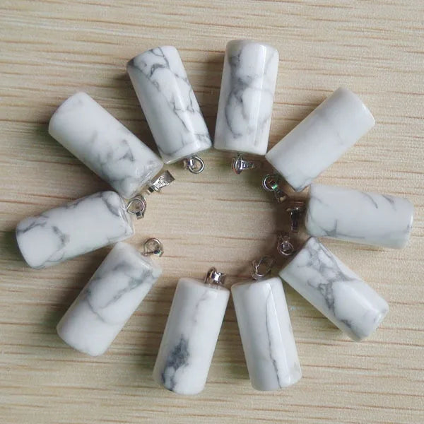 50pcs/lot Natural Stone Cylinder Charms Pendants for Jewelry Making