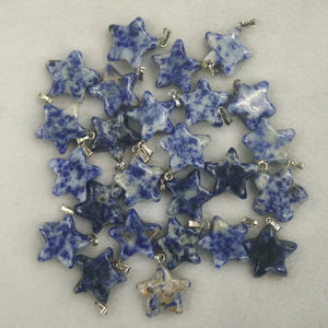 50pcs Natural Sodalite Stone Star Charms Pendants for Jewelry Making