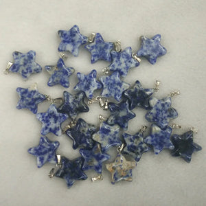 50pcs Natural Sodalite Stone Star Charms Pendants for Jewelry Making
