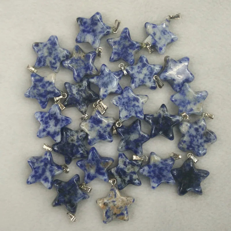 50pcs Natural Sodalite Stone Star Charms Pendants for Jewelry Making