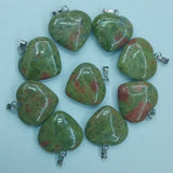 50pcs Unakite Stone Heart Charms Pendants 20mm