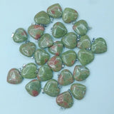 50pcs Unakite Stone Heart Charms Pendants 20mm
