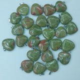 50pcs Unakite Stone Heart Charms Pendants 20mm