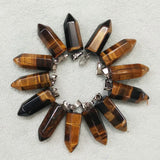 50pcs Tiger Eye Stone Hexagonal Charms Pendants Lot