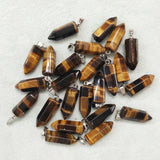 50pcs Tiger Eye Stone Hexagonal Charms Pendants Lot