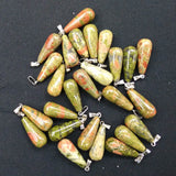 50pcs Green Stone Flower Charms Pendants for Jewelry Making