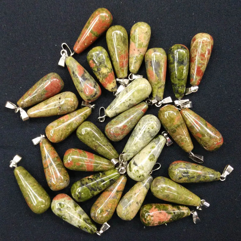50pcs Green Stone Flower Charms Pendants for Jewelry Making