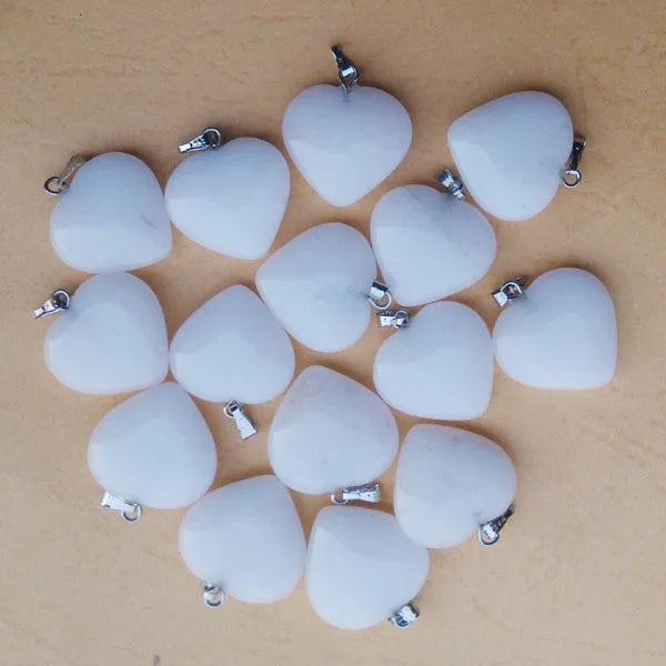 50pcs Natural Stone Heart Pendants 20mm
