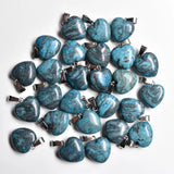 50pcs Assorted Heart Natural Stone Charms Pendants 16mm