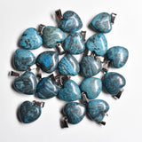 50pcs Assorted Heart Natural Stone Charms Pendants 16mm