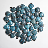 50pcs Assorted Heart Natural Stone Charms Pendants 16mm