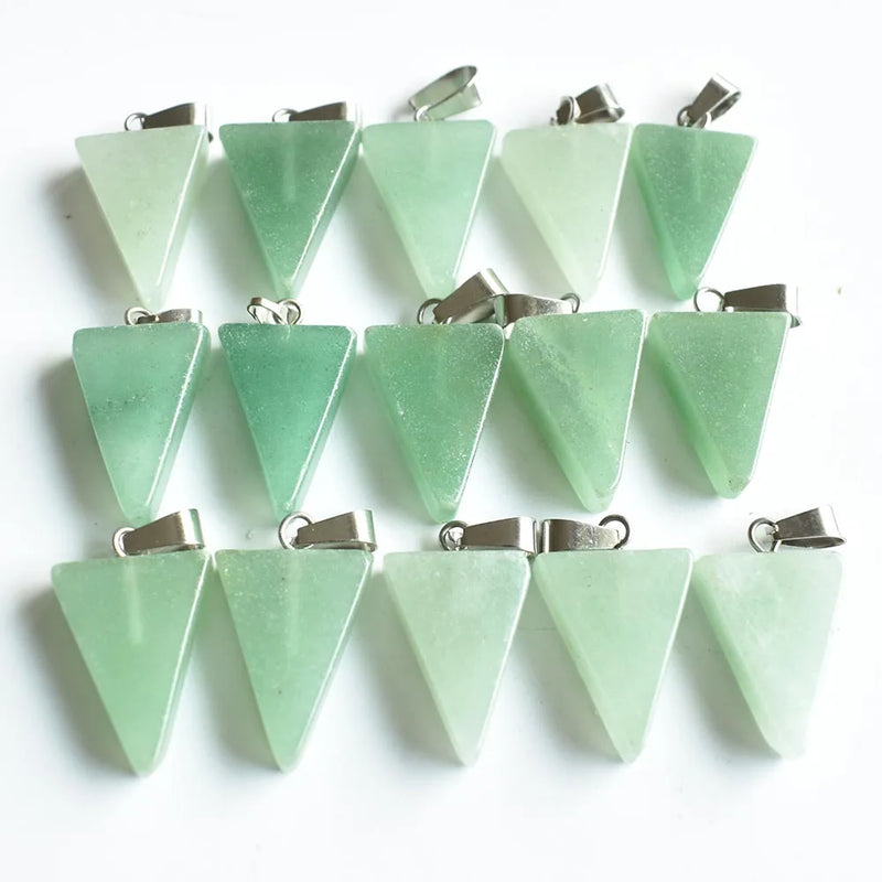 50pcs Natural Green Aventurine Triangle Charms Pendants for Necklace Making