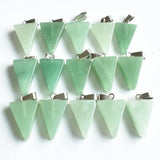 50pcs Natural Green Aventurine Triangle Charms Pendants for Necklace Making
