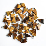 50pcs Tiger Eye Stone Triangle Charms Pendants for Necklace Making