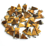 50pcs Tiger Eye Stone Triangle Charms Pendants for Necklace Making